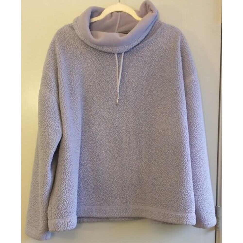 Champion Woman Fleece Sherpa Turtle Neck Pullover Sweater Purple Lavendar XL